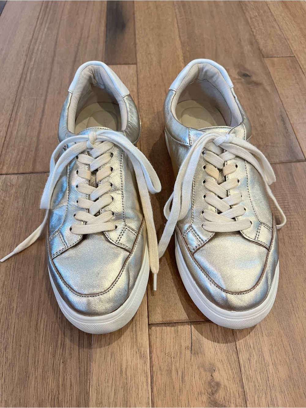 Birdies Metallic Silver Lace-Up Sneakers for Women